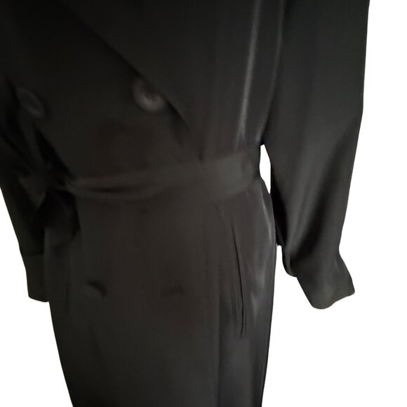 Utex Vintage Black Double-Breasted Trench Coat With Belted Waist & Side Pockets - Picture 3 of 8